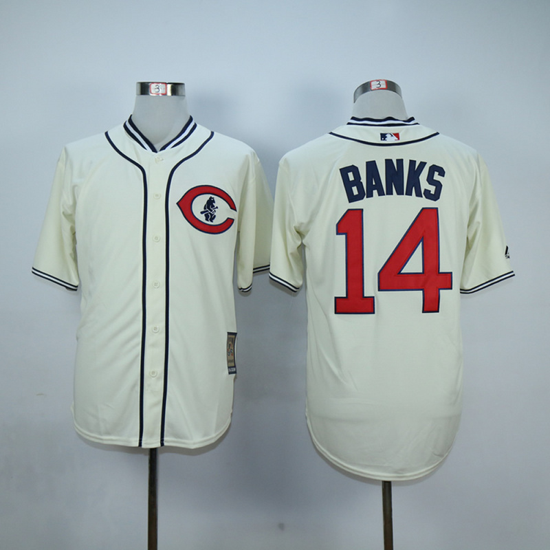 Men Chicago Cubs #14 Banks Cream Throwback 1929 MLB Jerseys->chicago cubs->MLB Jersey